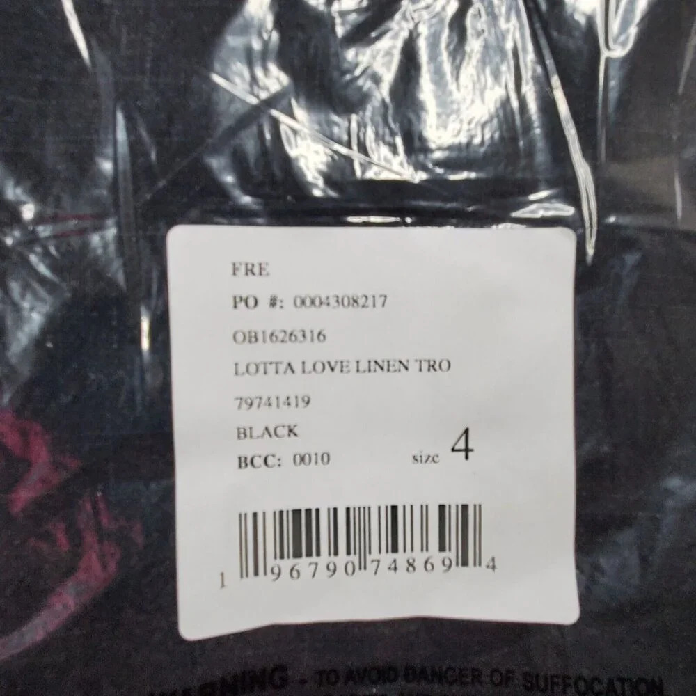 NWT Free People size 4 Linen Trouser Black Wide Leg - Picture 10 of 10